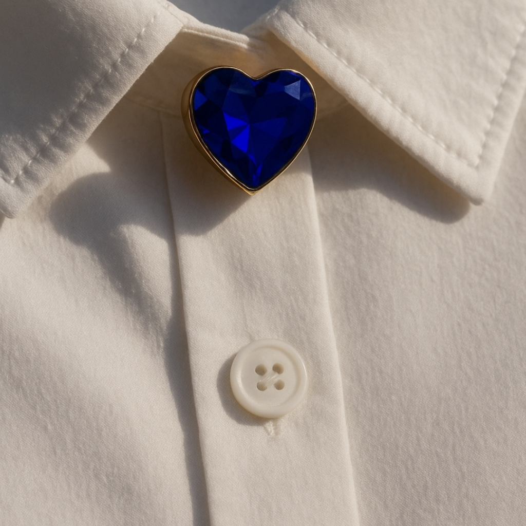 Bouton Bijoux au cœur raffiné Bleu