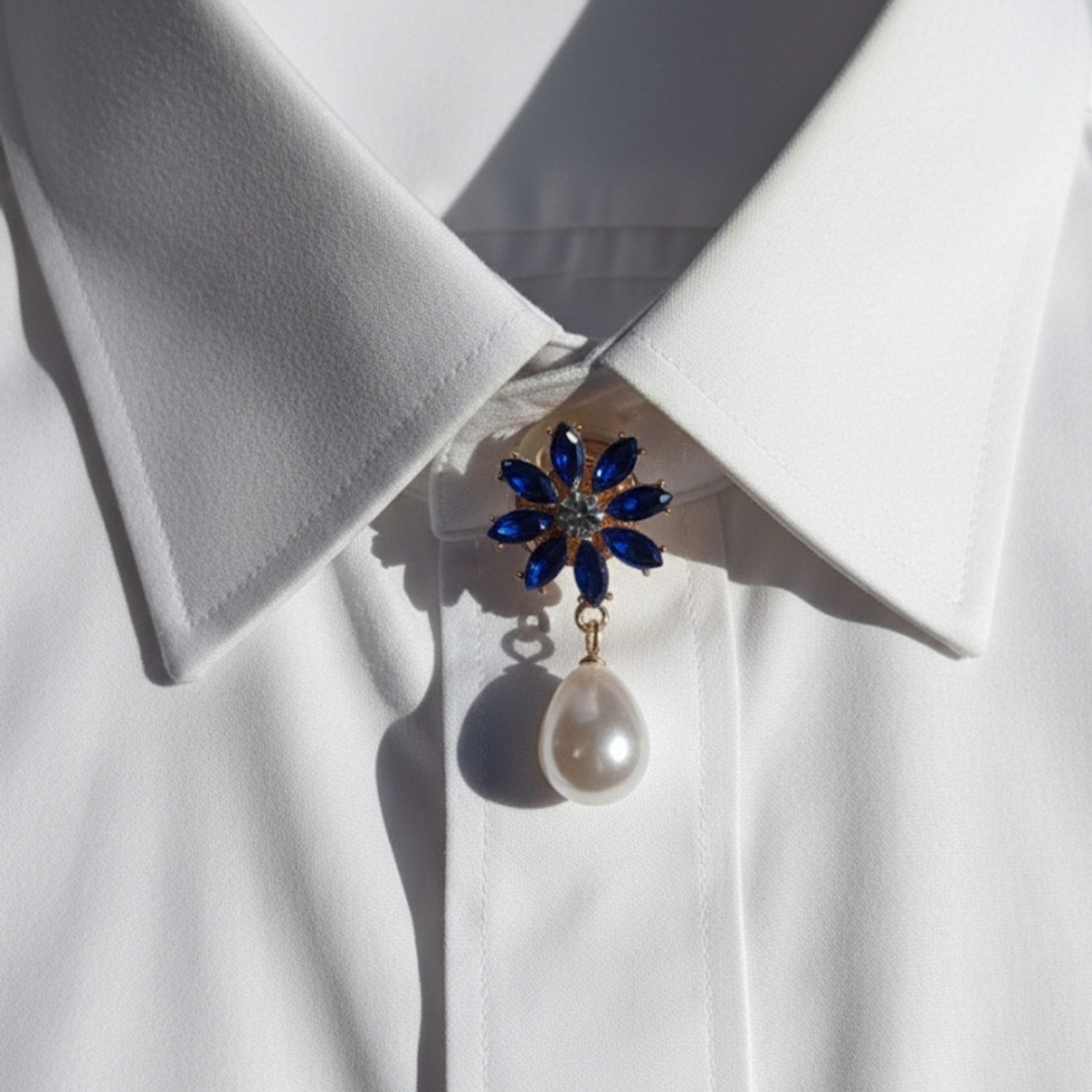 Bouton Bijoux unique avec Perles et Strass Bleu