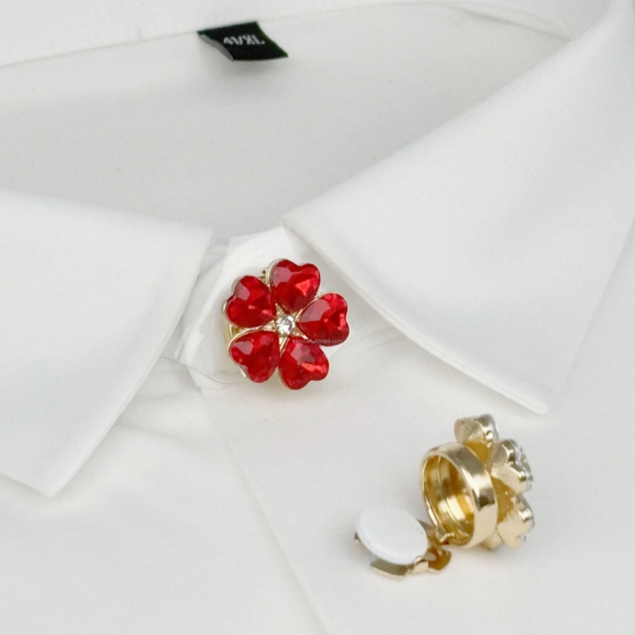 Bouton Bijoux Floral Rouge